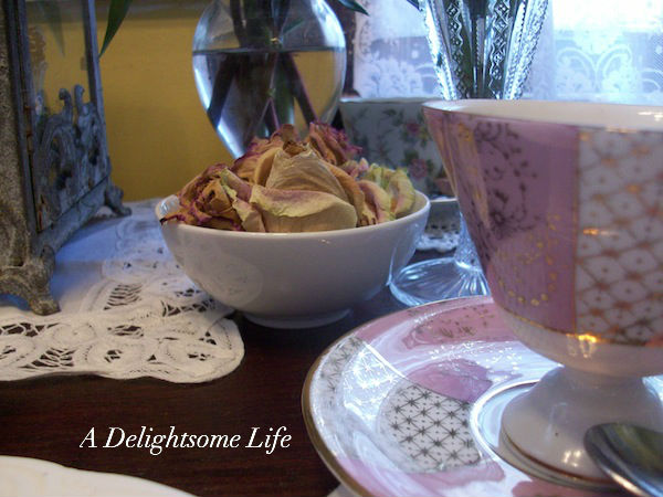 adelightsomelife.com dried roses and pink teacup