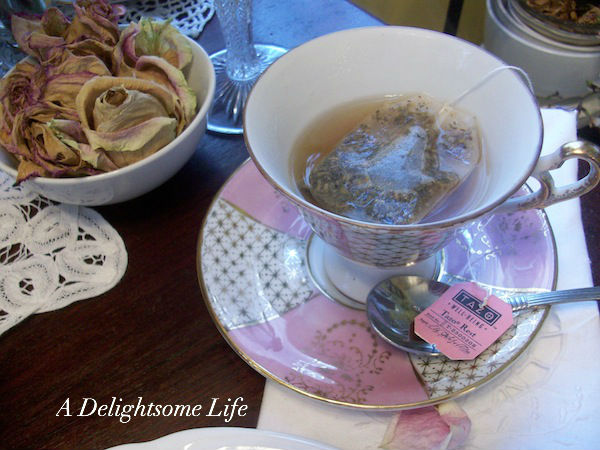 adelightsomelife.com rose tea and dried roses