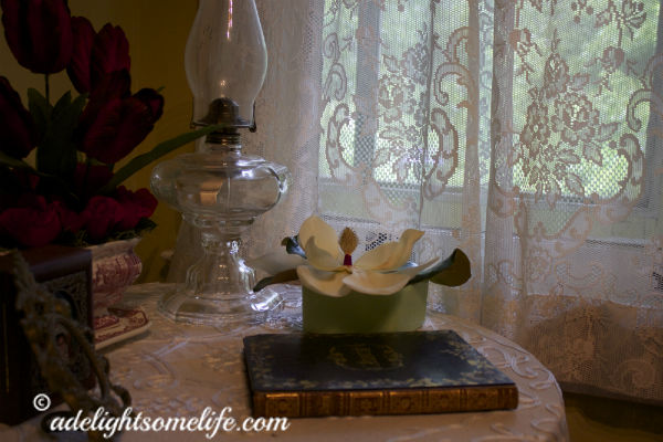 magnolia on table in hall