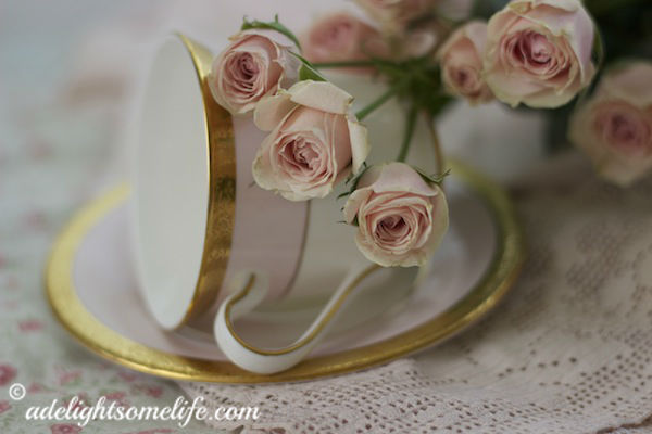 pink roses on pink teacup