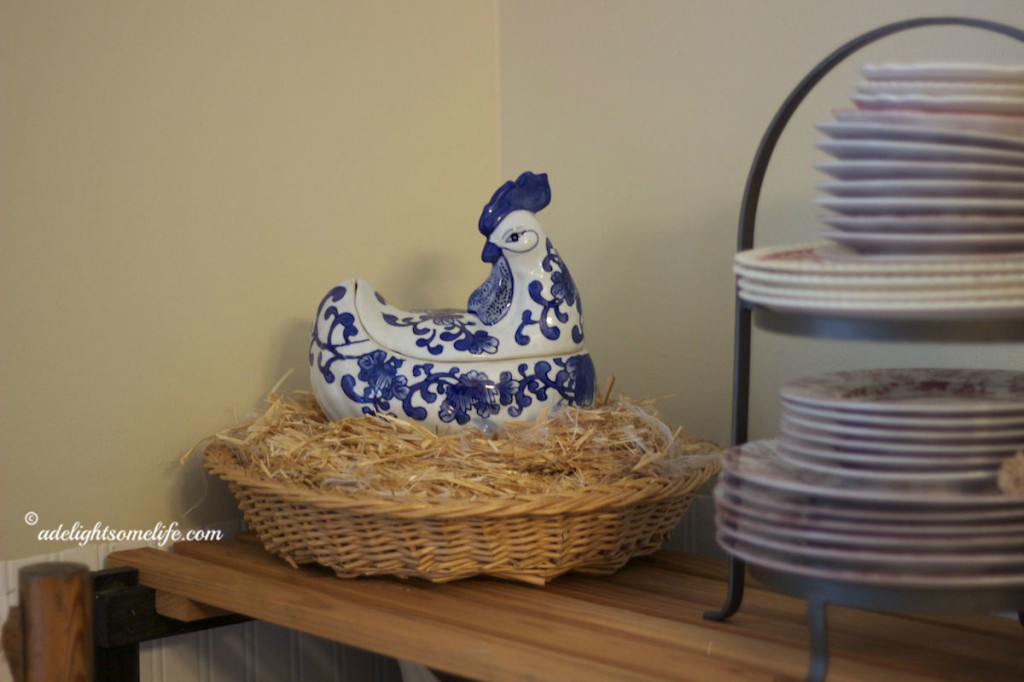 A delightsome Life blue and white chicken