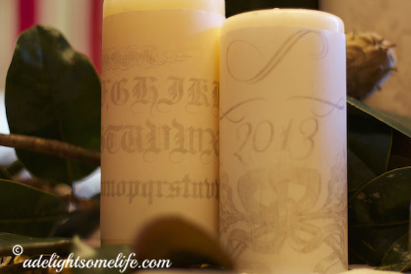 typography on parchment on candles