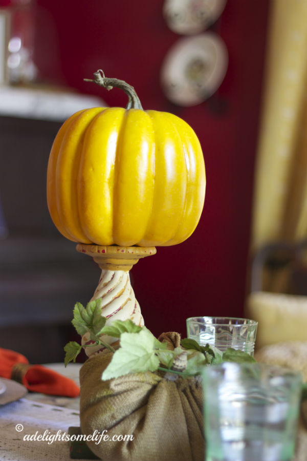 thanksgiving tablescape pumpkin candlestick