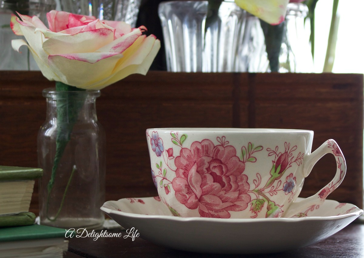 Rose Chintz teacup, coffee filter rose, spring garden, spring decor