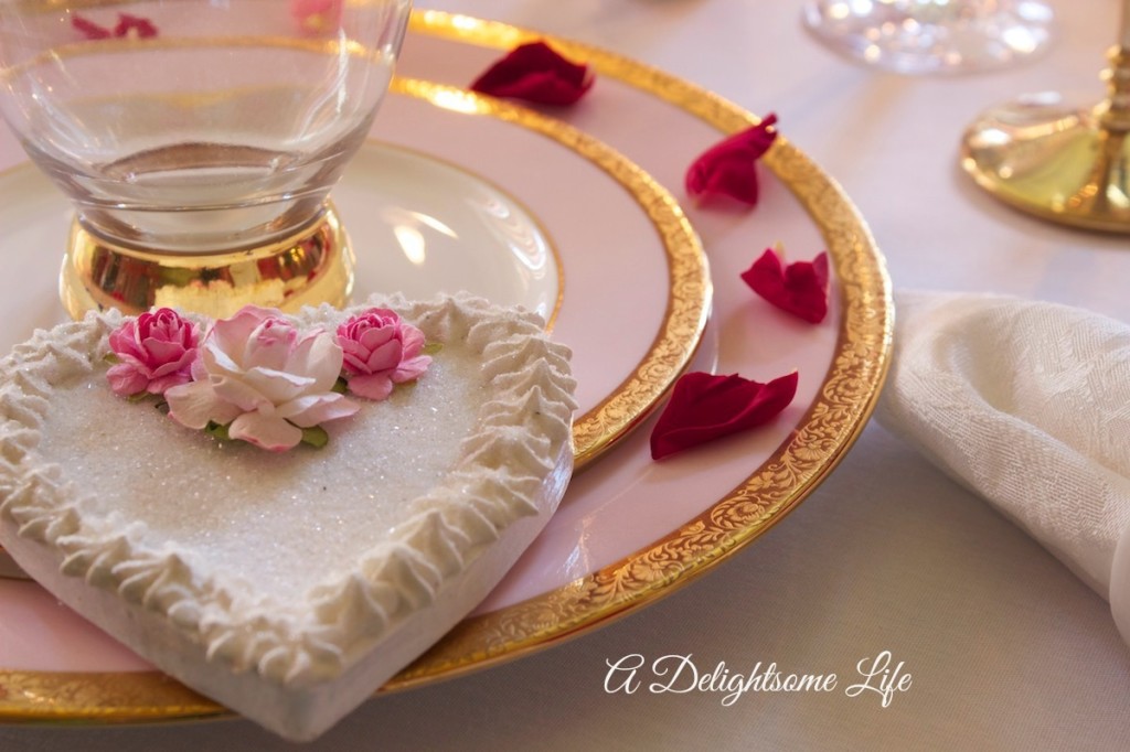 valentine tablescape, valentine decor, valentine craft, roses, Mary Kay china,