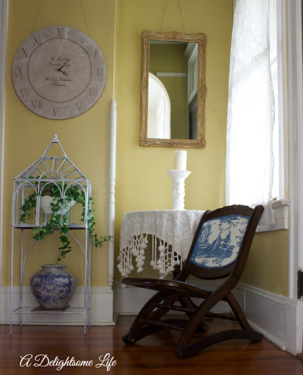 A-DELIGHTSOME-LIFE-hallway-vignette-clock-wardian-case-chair-round-table-mirror