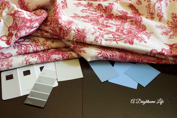 A DELIGHTSOME LIFE RED TOILE CURTAINS VALSPAR PAINT SAMPLES