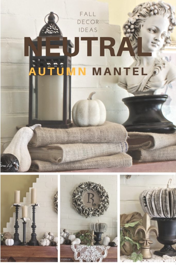 I am leaning more to neutrals. So, I used various elements to bring together a beautiful, neutral Autumn mantel decor