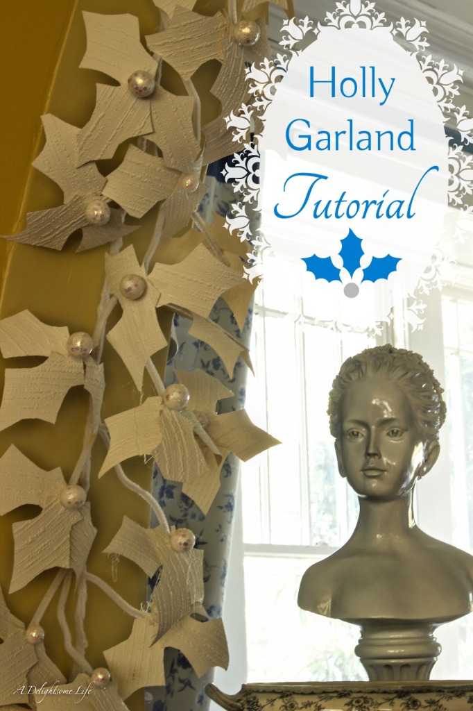 Textured Wallpaper Christmas Holly Garland Tutorial