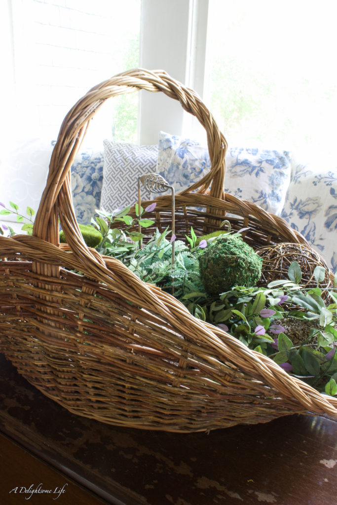 I LOVE the detail in this large French Wicker basket...so much fun to decorate with!