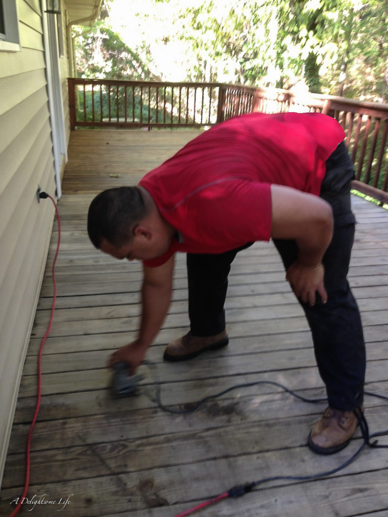thompsons-waterseal-timber-oil-to even remove all stains and to smooth the patio deck we sanded before applying the oil