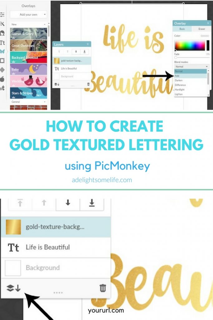 how to create gold textured lettering with PicMonkey