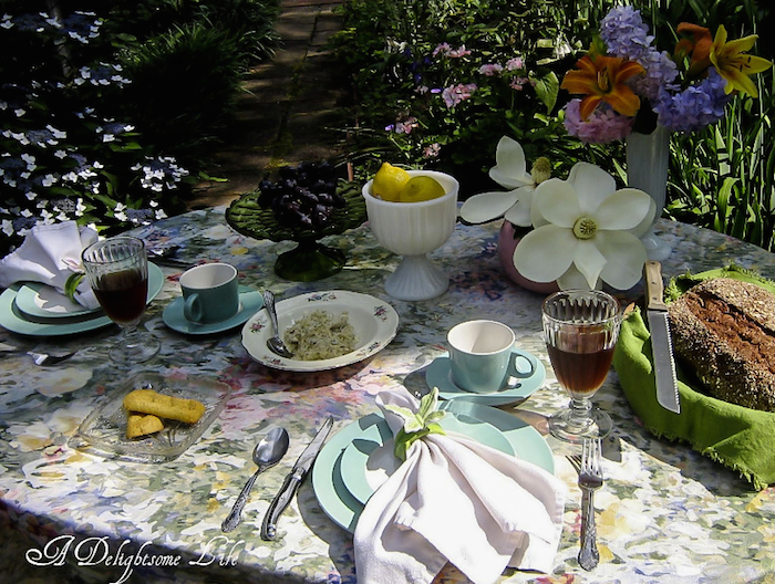 shady garden alfresco dining inspired by Monet