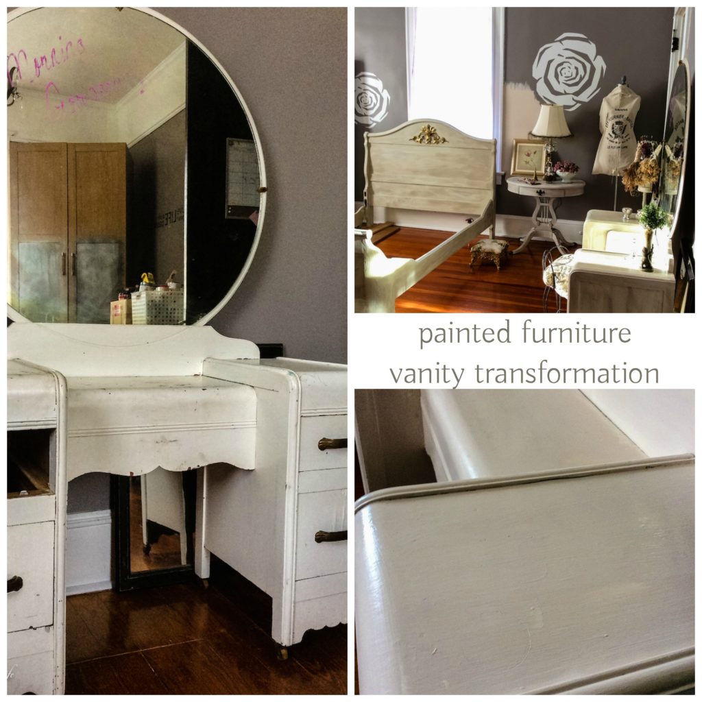 Painted Furniture Vanity Transformation. One Room Challenge