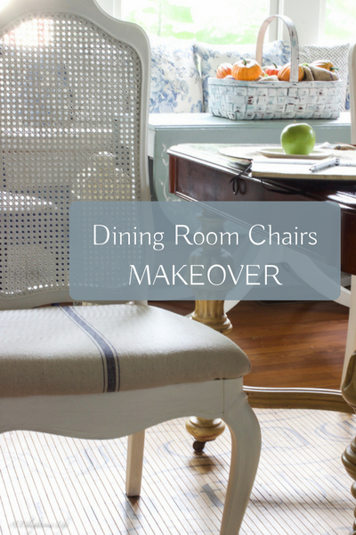 updating dining room by painting and reupholstering chairs at A Delightsome Life