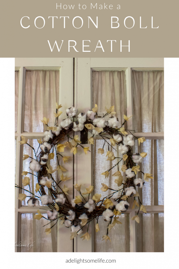 How to make a faux Cotton Boll Wreath on A Delightsome Life