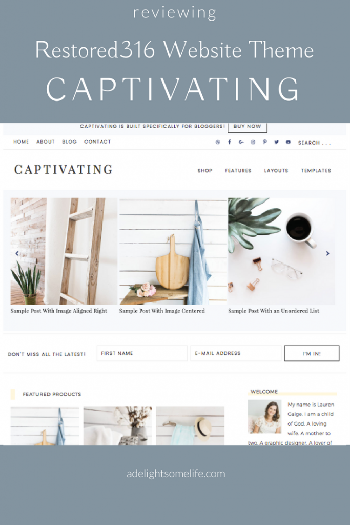 Captivating Restored316 website theme review by A Delightsome Life