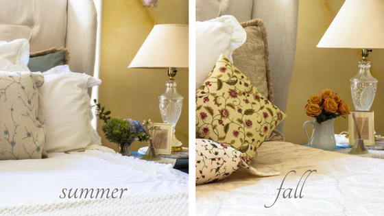 summer to fall Master bedroom decor transition summer to fall at A Delightsome Life