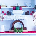 the kitchen hutch decorated in French Farmhouse style for Christmas on A Delightsome Life