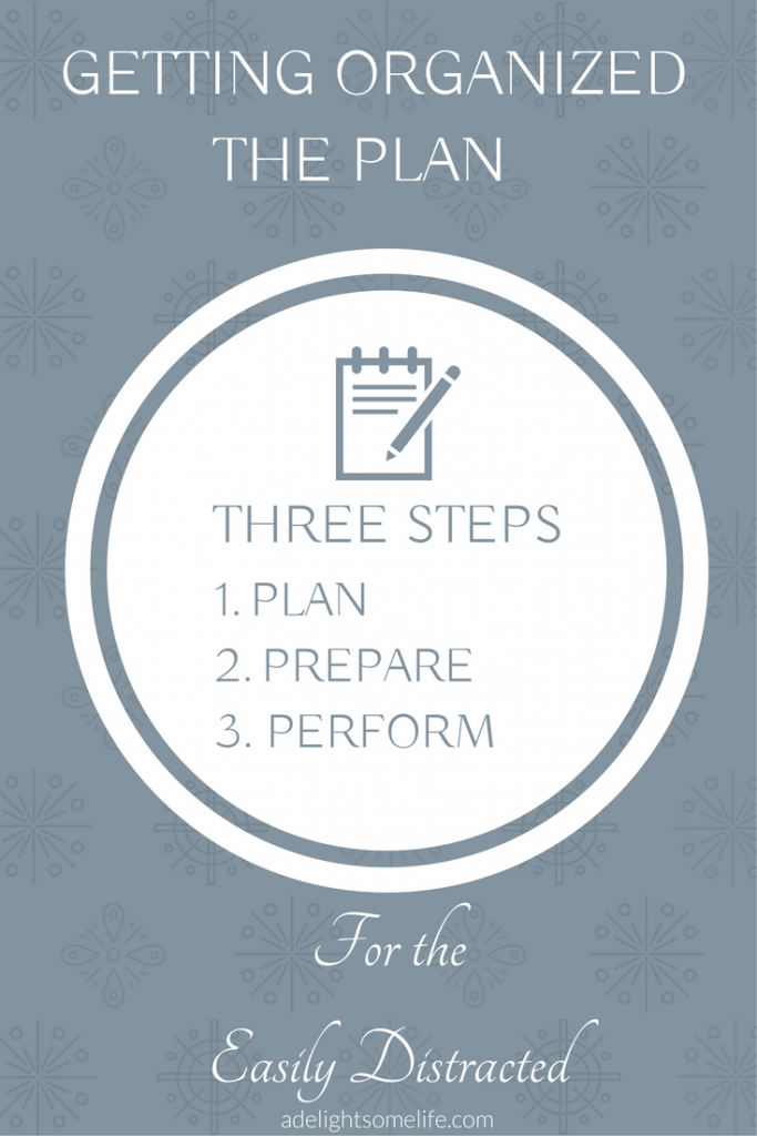 three steps in planning to getting organized for the easily distracted on A Delightsome Life