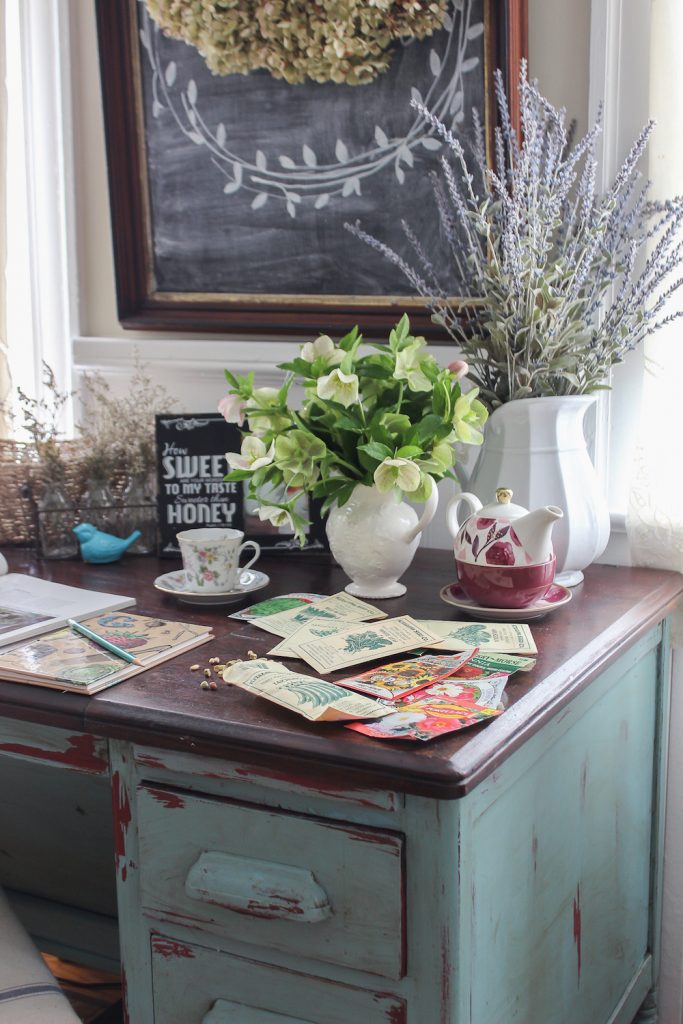 preparing for the Spring garden in my Shabby French Cottage kitchen on A Delightsome Life