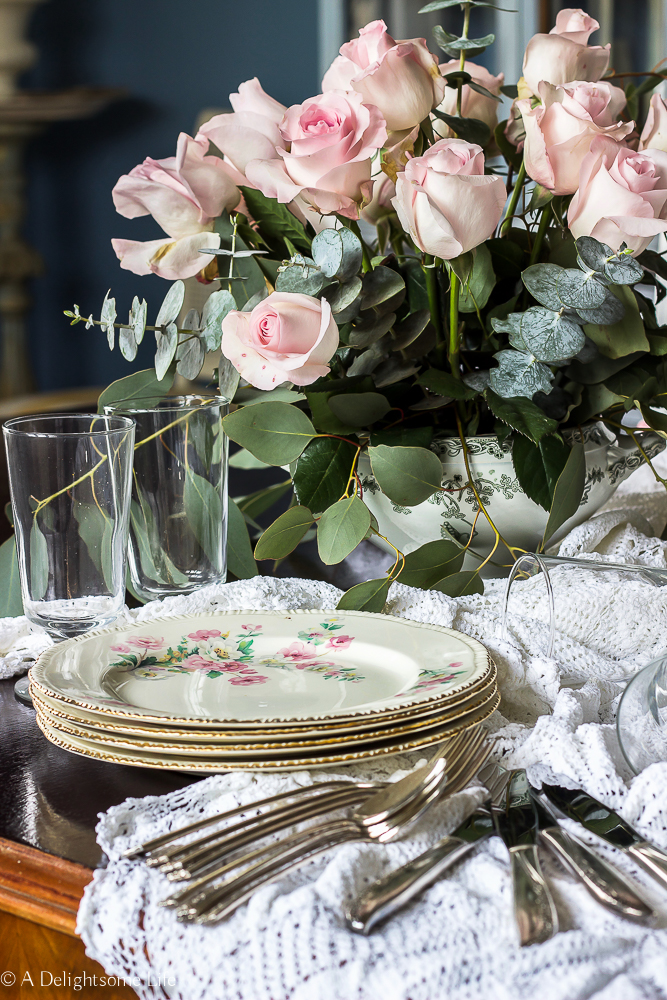 Romantic tablescapes is one way we can show how we love our homes shared on A Delightsome Life