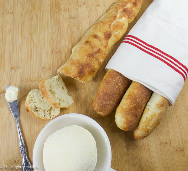 French baguettes with butter