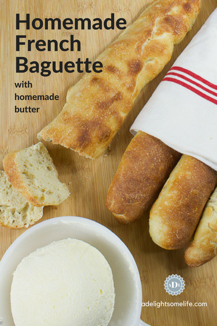 homemade French baguettes and butter