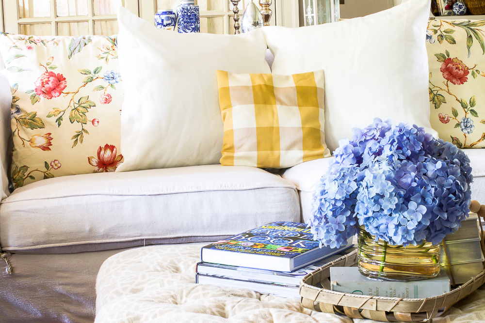 hydrangeas living room pillows