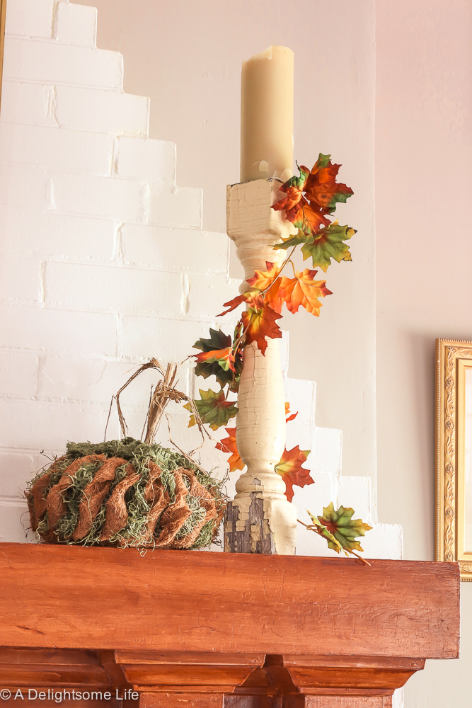 Fall Decoration DIY pumpkin and faux Fall leaves